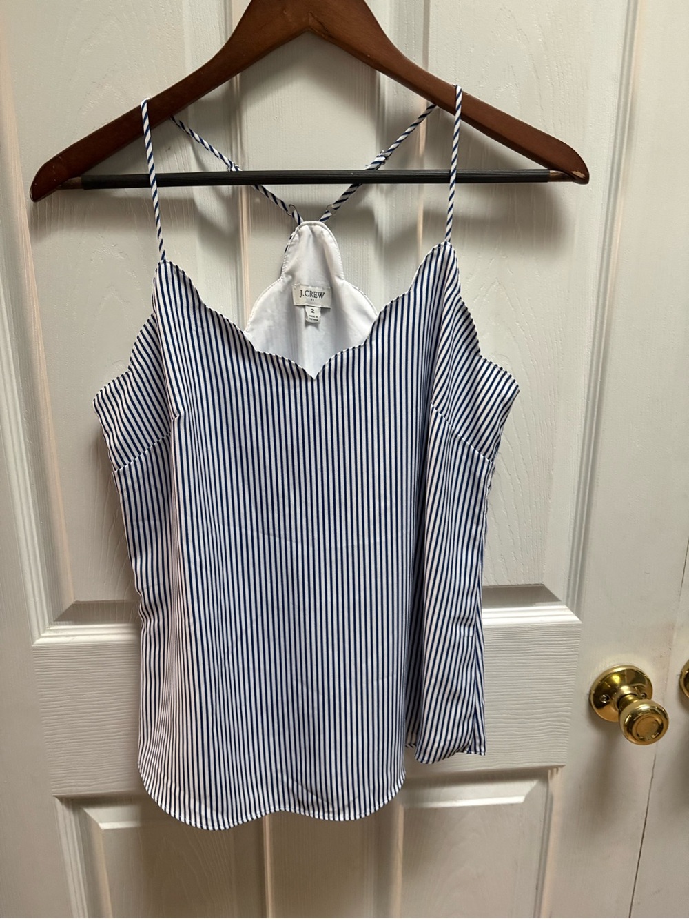 J. Crew Navy & White Vertical Stripe Spaghetti Strap Cami